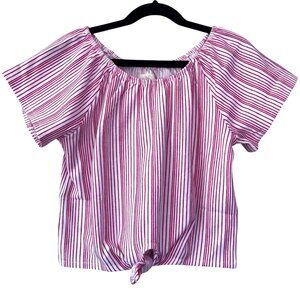 NWT! Vignette Girls Red White Striped Tie Front Top Size 10Y
